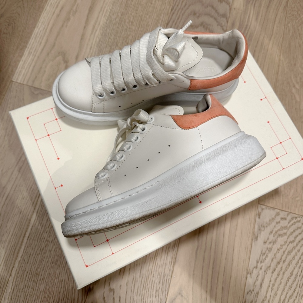 Alexander McQueen White and Peach Sneakers